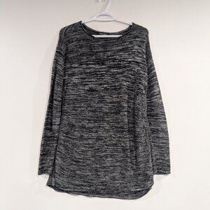 Ellen Tracy Space Dye Boat Neck Tunic Length Sweater White Black Size Large